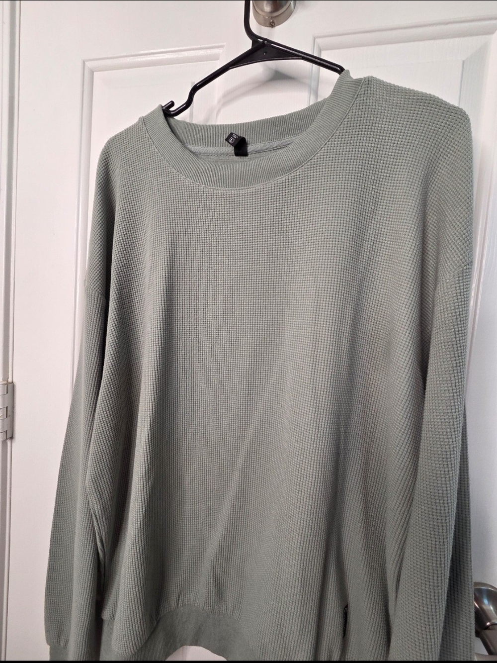 COMFRT Waffle Knit Crewneck Sweatshirt – Size L – Sage Green – Oversized Lounge - Picture 6 of 7